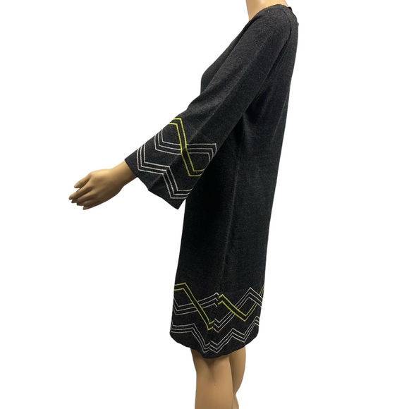 R&K Gray Knee Length 3 Quarter Sleeve Lightweight Knit Acrylic Sweater Dress M - Picture 3 of 7